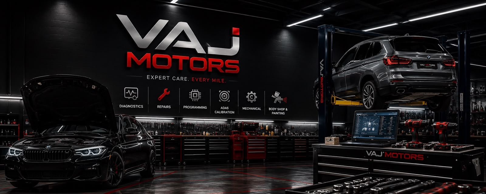 VAJ Motors workshop floor in Los Angeles